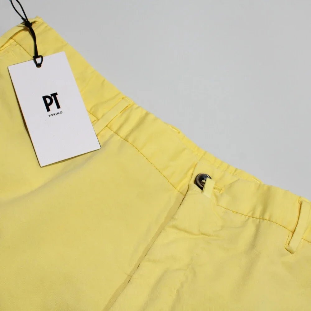 PT Torino NWT Bermuda / Casual Shorts Size 50 (34 US) Solid Yellow Cotton Blend